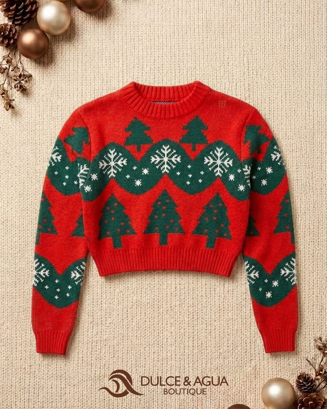 Saco Navideño de Dama Rojo con Verde